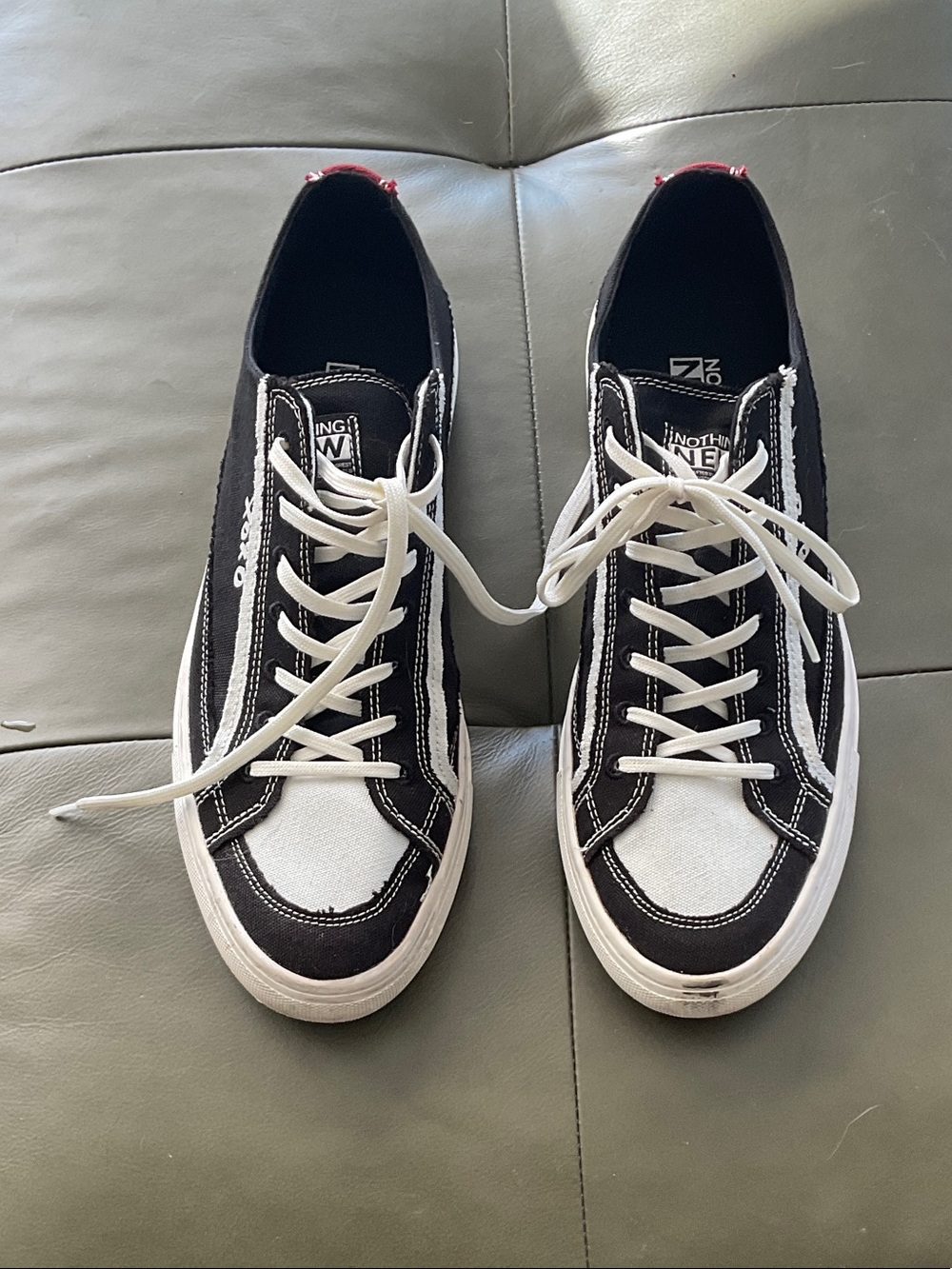 Nothing New Black & White Canvas Low-Top Sneakers
